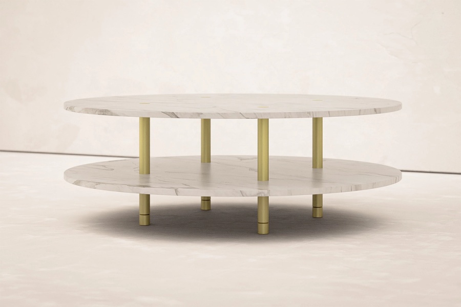 STRATA COFFEE TABLE Two Tier / Round Stone