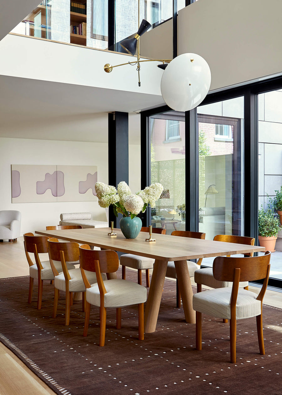 Column Dining Table Angled Leg in White Oak