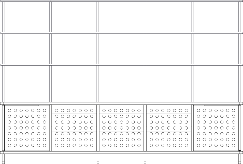 Strata Hutch Five Bay Line Drawing