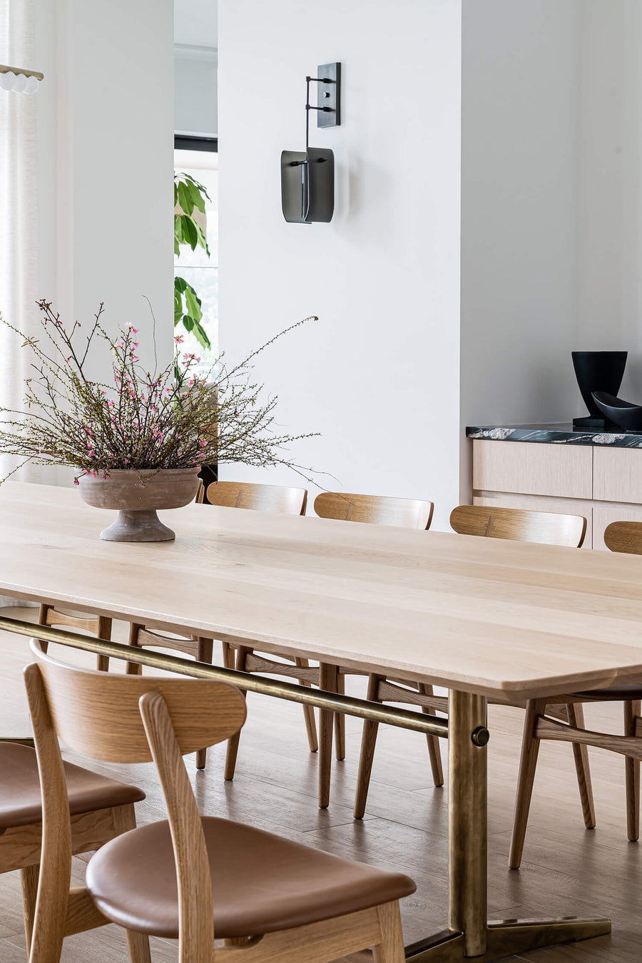 Pillar Dining Table with White Oak Top