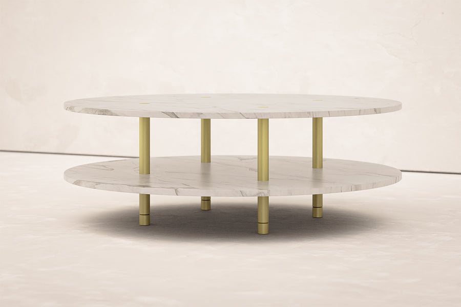 STRATA COFFEE TABLE Two Tier / Stone / Round